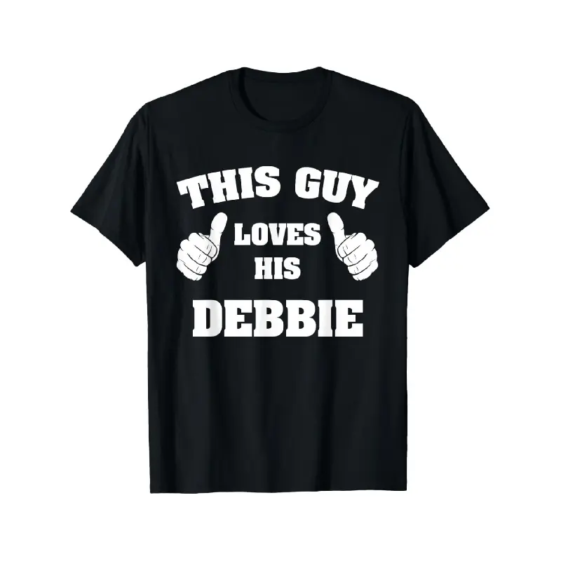 Men's Oversized Short Sleeve Round Neck Vintage Cotton Graphic T-Shirt - Funny Slogan "This Guy Loves His Debbie" Print, 180g/m² Smooth Nontransparent Fabric, Machine Washable, All-Season Casual Comfort, Menswear