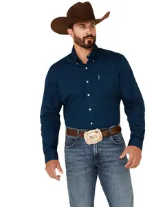 Cinch Men's Modern Fit Solid Navy Long Sleeve Button-Down Western Shirt - Mtw1347021