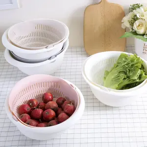 Kitchen Silicone Double Drain Basket Bowl Washing Storage Basket Strainers Bowls Drainer Vegetable Cleaning Colander Tool