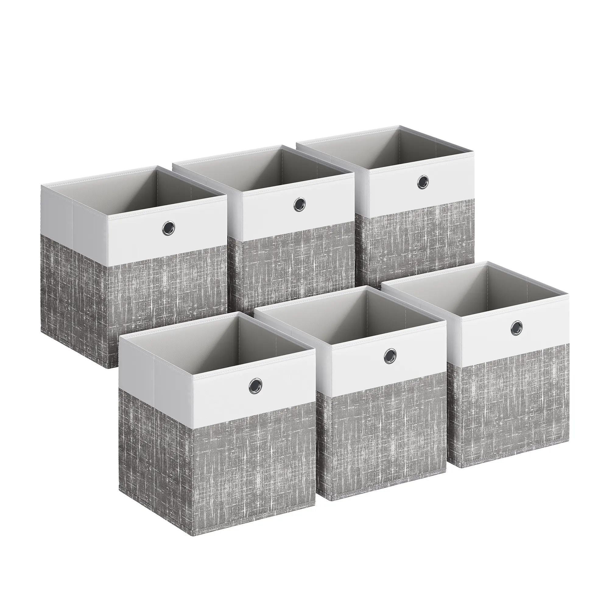 SONGMICS Storage Cubes, Set of 6 Foldable Fabric Storage Boxes, Cube Organizer Boxes with Handles, for Closet Shelves, Odorless, 10.2 x 10.2 x 11 Inches