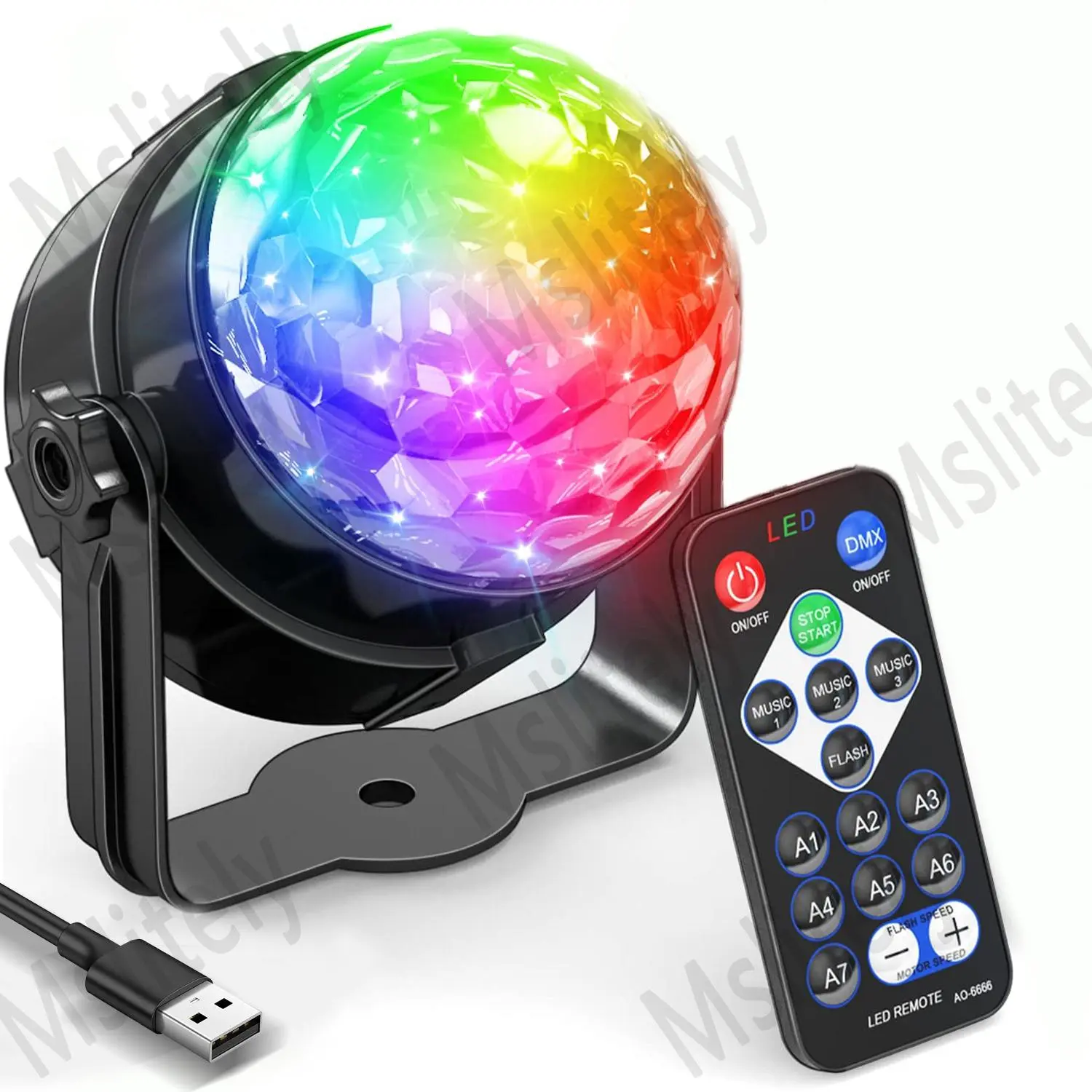 USB Powered Disco Ball Party Light, Sound Activated Strobe Light, RGB Color Changing LED Stage Light with Remote Control, Music Sync LED Stage Light for Party, Home, RGB Lighting, Adjustable RGB Lighting, Adjustable Led Lights, Vibrant RGB Lighting