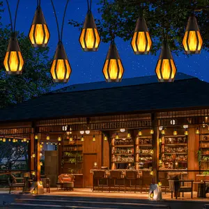 Backyard String Lights, Fencing Lights, Solar Flame String Lights — 32 Feet (with 15 LED Bulbs); Outdoor Waterproof, Ideal for Garden and Patio Decoration; Eco-Friendly and Energy-Efficient