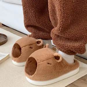 XIXITIAO Cute Capybara Slippers for Women Men,Cartoon Fuzzy Plush Home Slides, Warm Winter Bedroom Footwear Indoor Outdoor,Comfort Walking Shoes Girl