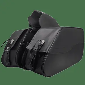 Vance Black Plain Motorcycle Saddlebags 30L Water-Resistant Fits Honda, Yamaha, Kawasaki, Indian, and Harley