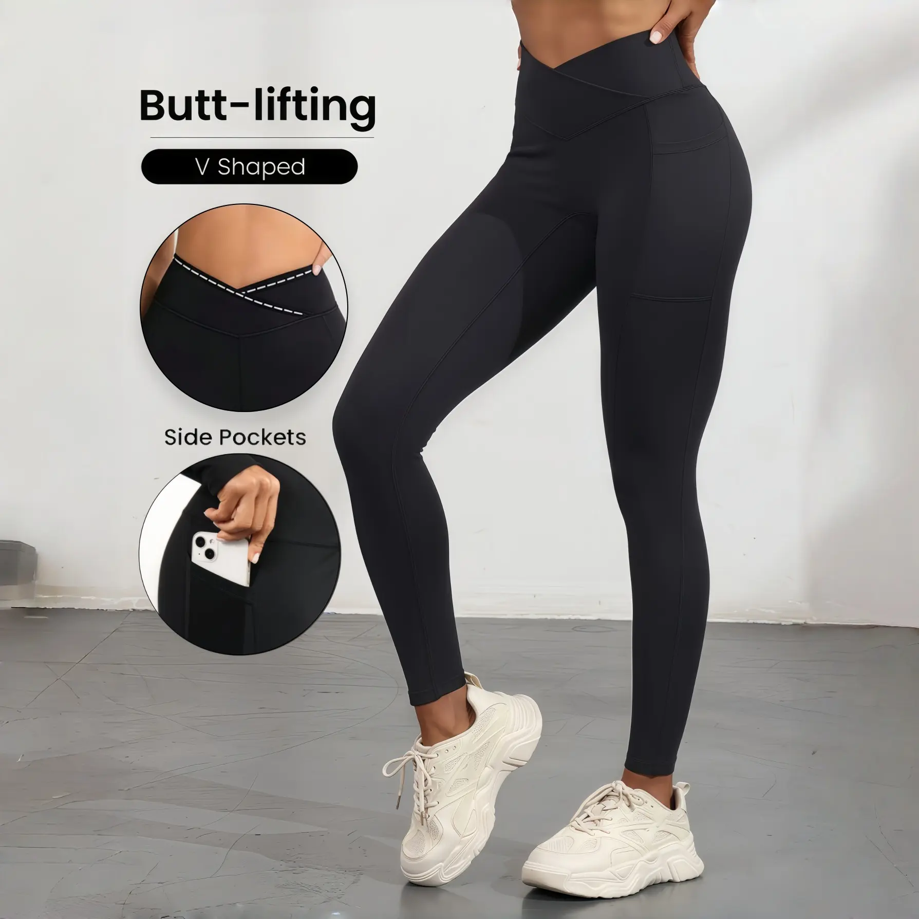 Women's Fitted Athletic Knit Leggings, Buttery-Soft Active Wear with Tummy Control, Butt Lifting & Pockets for Yoga & Gym, Fitness Leggings, Workout, Stretch Activewear