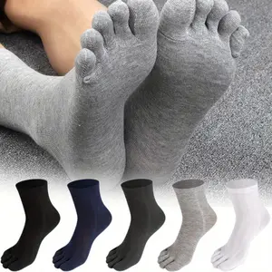 5 Pairs Men's Five-Toe Socks Cotton Breathable Running Sweat Anti-odor Mid Tube Socks