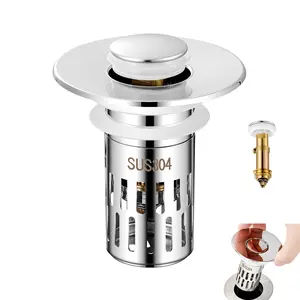 Bathroom Sink Drain Strainer - 3 In 1 Removable Stainless Steel Hair Basket Stopper Plunger Filter - Isolate Odor Pop Up Sink Drain Filter