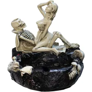 Cigar Ashtray Halloween Skull Sexy Man Large Cigarette Ashtrays Stand Use as Outdoor Indoor Cool Resin Decoration Birthday Gift for Husband Boyfriend Lady Girl Women by LLAMEVOL