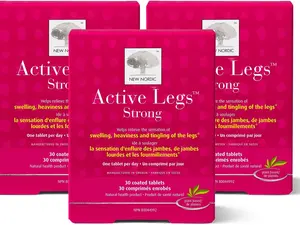 New Nordic Active Legs Strong - Dietary Supplement to Support the Sensation of Swelling & Tingling - Contains Grape Seed Extract  - 30 Vegan Tablets (Pack of 3)