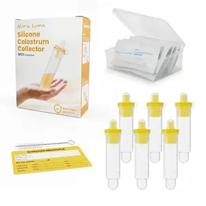 Nursi Luna Colostrum Collector Reusable Breast Milk Collector with Storage Case and Cotton Wipe, Portable Colostrum Container BPA Free, Multi-Use Collector 5ml-6pcs