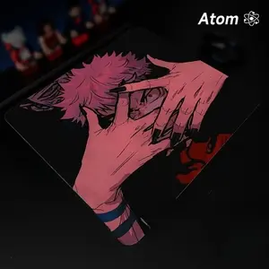 ATOM Mouse Pad  Anime Character Tempered Glass Mouse Pad, Laser Engraved Photovoltaic Glass, Super Slip Surface, Non-slip Honeycomb Base FPS Gaming Mouse Pad