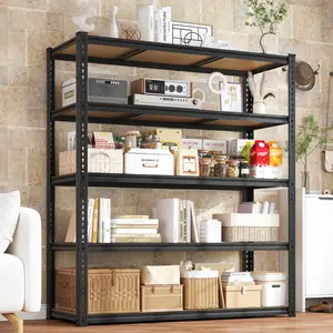 72-inch industrial-grade heavy-duty metal warehouse shelving unit—5-tier adjustable garage shelves with a total weight capacity of 6,000 pounds, bolt-free design, ideal for organizing garages, workshops, basements, and kitchen pantries#GarageStorage