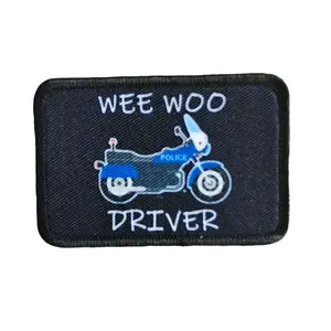 Police motorcycle  Wee woo driver 2"x3" removable morale patch with hook and loop backing