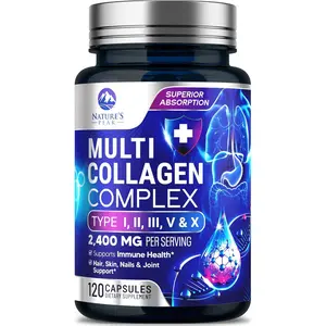 Multi Collagen Peptides Supplement - Type I, II, III, V, X Hydrolyzed Collagen Pills - Grass-Fed Protein for Hair, Nail & Skin Wellness - Bone and Joint Support Formula for Men & Women - Non-GMO Daily Vitality Supplement