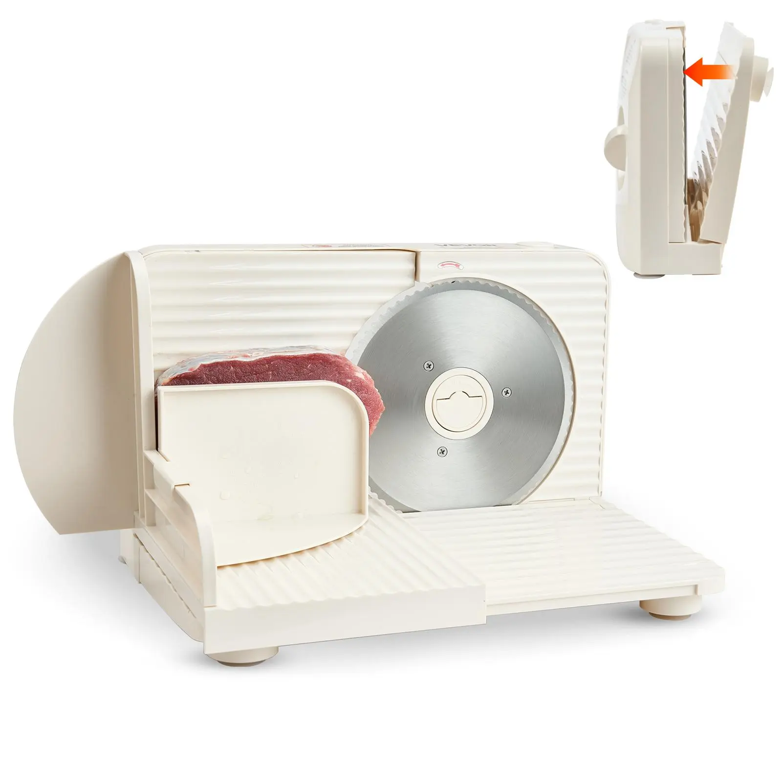VEVOR Meat Slicer, 6.7" Foldable Electric Cutter with Dual Security Lock, 0-0.59" Adjustable Thickness, Easy to Clean, 180W Home Food-Slicer for Frozen Meat, Ham, Baguett, Steak