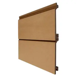 Teak Exterior Shiplap Composite Siding, Wood Grain Textured Outdoor Wall Panel Cladding, Waterproof UV Resistant Decorative Exterior Wall Panels for Modern Home & Outdoor Wall Decor