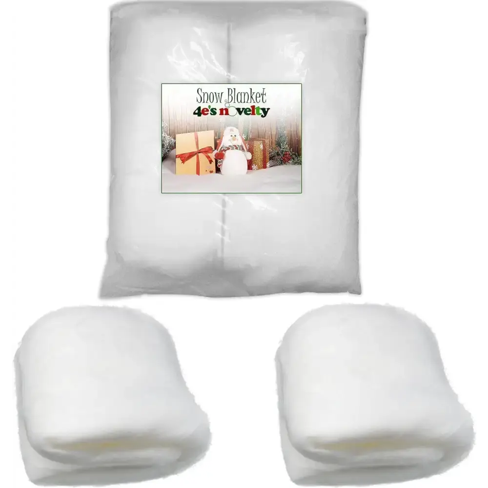 4E's Novelty 2 Pack Snow Blanket Roll (8 Ft x 30" Each) Thick Fluffy Fake Snow Blanket for Christmas Village Decorations, Winter Display Backdrop