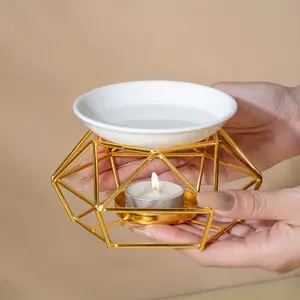1pc Wrought Iron Diffuser, Essential Oil Lamp, Candle Lamp, Ceramic Aroma Diffuser, Air Purifying and Calming Essential Oil Burner