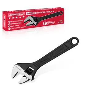 Adjustable Wrench, 6, 8, 10, 12 inch, Black Oxide Finish Wide Jaw Spanner with Inch/Metric Scale, Premium Industrial Grade Drop Forged Chrome Vanadium Steel for Automotive Plumbing and Household Repairs