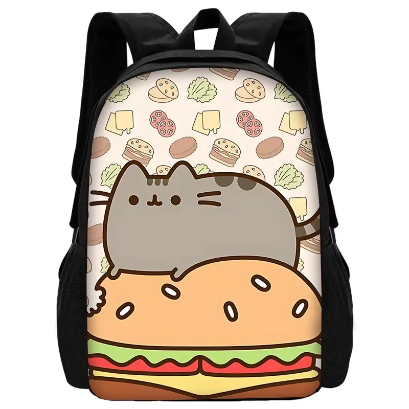 Child School Anime Kawaii Pusheens cats Backpack with Lunch Bags ,Pencil Bags ,School Bags for Boys