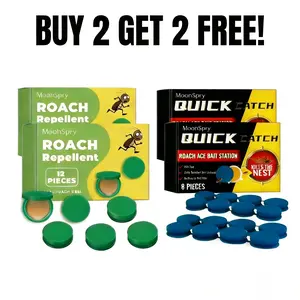 Buy 2 Get FREE! MoonSpry Professional-Grade Dual Roach Control Solution - Repellent, Quick-Catch Nest-Killing Bait Stations for Indoor Cockroach Elimination outdoor application