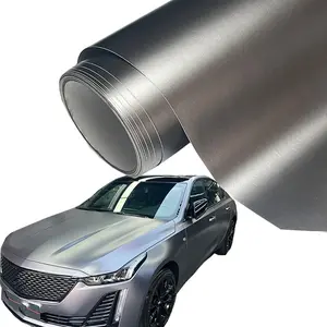 Premium Matte Satin Metallic Gray Vinyl Wrap Film Car Sticker Decal With Air Release Self Adhesive Vehicle Exterior Decoration Universal Car Sticker