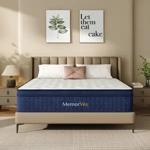 【MemorVes】10/12/14 Inch Twin Full Queen King , Hybrid Memory Foam Mattress in a Box | Pocket Spring + Zoned Support | Soft and Comfortable, Pressure Relief, Medium Firmness, CertiPUR-US Certified(mattresses | queen size mattress | full size mattress) outd
