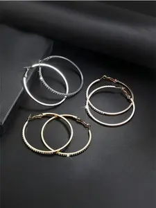 Women's Multicolor Crystal Stainless Steel Large Circle Earrings, Hypoallergenic Jewelry for Sensitive Ears, 2-Inch Big Hoop Earrings