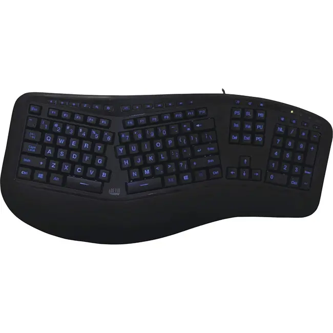 Adesso Tru-Form 150 3-Color Illuminated Ergonomic Keyboard