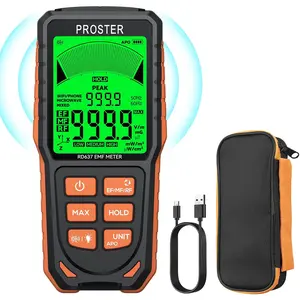 Proster Rechargeable EMF Meter - 3 in 1 Electromagnetic Field Detector for EF RF MF X/Y/Z -Axial Magnetic Field Radiation EMF Detector with 3-Colour Display Screen & Sound Alarm System