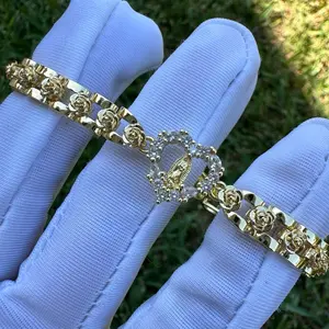 Virgin Mary Bracelet with Clear Heart Shape