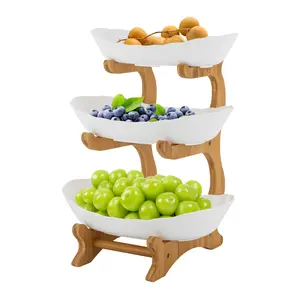 CNCEST 3-Tier Yuanbao Fruit Bowl Food Display Storage Home Kitchen Party Wedding Durable Space-Saving Homeowners Hosts Event Planners