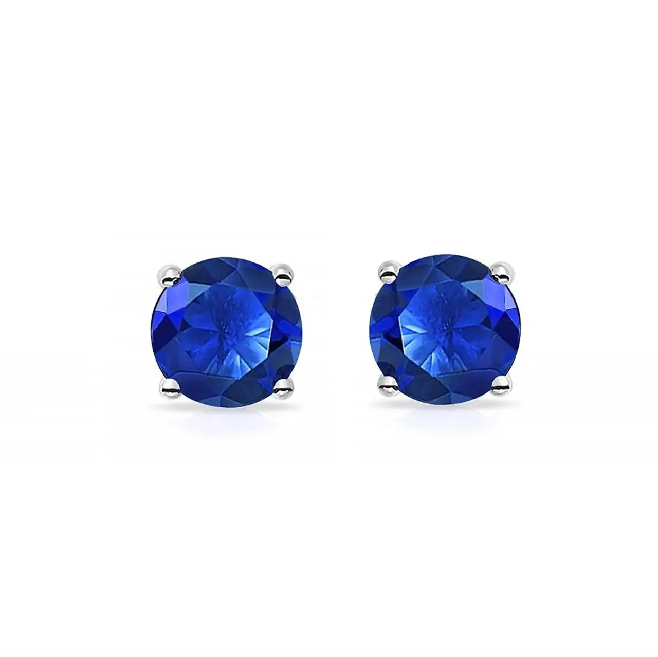 Pair of Blue Prong Set Cubic Zirconia Magnetic Earrings 6mm