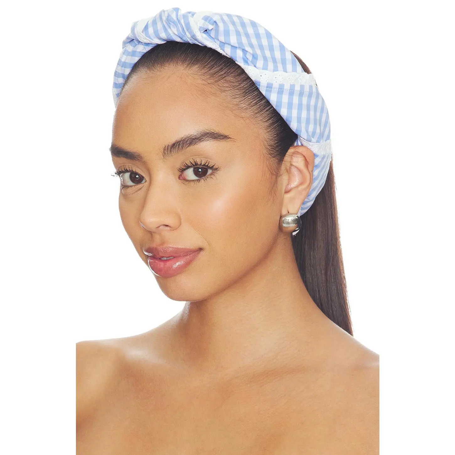 MAJORELLE Roma Scarf in Blue And White Gingham