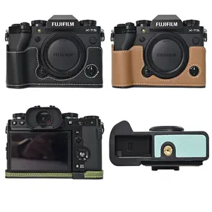 Palm Print PU Leather Camera Half Case for Fujifilm XT5 Fuji X-T5 Battery Opening Bottom Cover