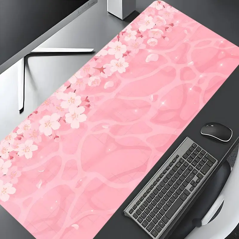 Sakura Pattern Mouse Pad, Rectangle Gaming Mouse Pad, Non-slip Rubber Base Keyboard Pad, Gaming Desk Accessory, Desk Decorative Mouse Mat, Desk Mats for Home Office Game Room, Cute Office Desk Accessories, Aesthetic Office Supplies