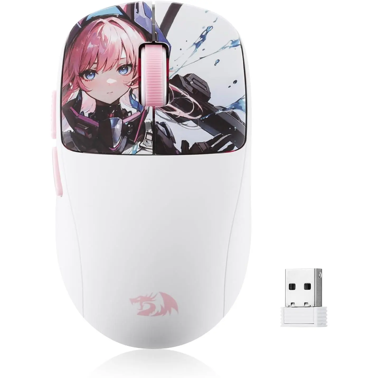 Redragon M817 PRO Wireless Anime Gaming Mouse - 24000 DPI Optical Mini PC Gaming Accessory, 6 Programmable Buttons, 50G Ultra-Lightweight Ergonomic Design for Small Hands, Computer Peripherals, Pc Gaming Accessories