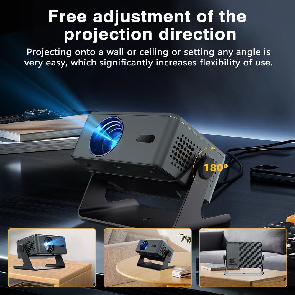 Portable Smart Projector with 4K 360° HD LED, WiFi 2.4/5G, BT 5.2, Built-in Speaker, 200'' Display, Home Theater Mini Projector for Indoor/Outdoor Use,for Valentine’s Day Gift Portable Smart Projector with 4K 360° HD LED, WiFi 2.4/5G, BT 5.2, Built-in Speaker, 200'' Display, Home Theater Mini Projector for Indoor/Outdoor Use,for Valentine’s Day Gift