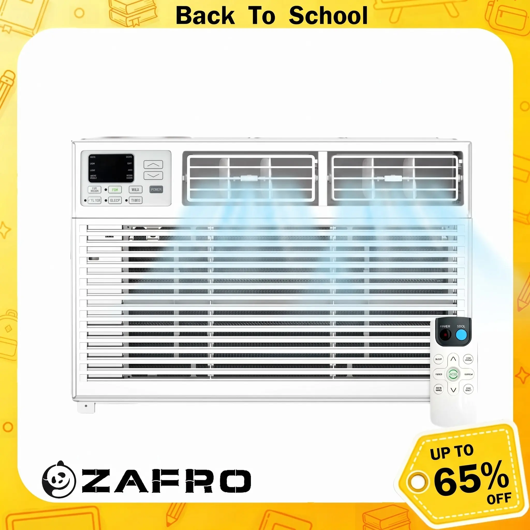 ZAFRO【Back To School】Window Air Conditioner 5K-12K BTU, Smart Inverter AC Unit for 150 Sq.Ft, 2 Cooling & Fan Speeds, 51DB Quiet, Quiet Energy-Efficient Window AC,Mechanical Controls, Ideal for Bedroom, Apartment, Office,summmer vibes Wif Wifi Aircon Coo