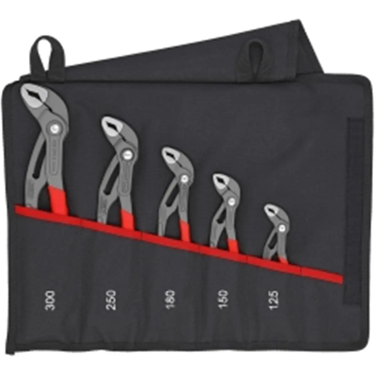 Knipex KNP001955S5 5-Piece Cobra Pliers Set, Heavy Duty Chrome Vanadium Hand Tools with Adjustable Wrench Plier, Built-In Pinch Guard, 30% More Gripping Capacity, Blood Blister Prevention & Tool Pouch