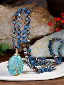 Boho Style Tree Of Life Design Beaded Necklace, Vintage Beaded Necklace for Women & Girls, Fashion Jewelry for Party, Daily Decor, Daily Wear Necklace, Trendy All-match & Exquisite Jewelry for Birthday Gift, Necklace for Daughter