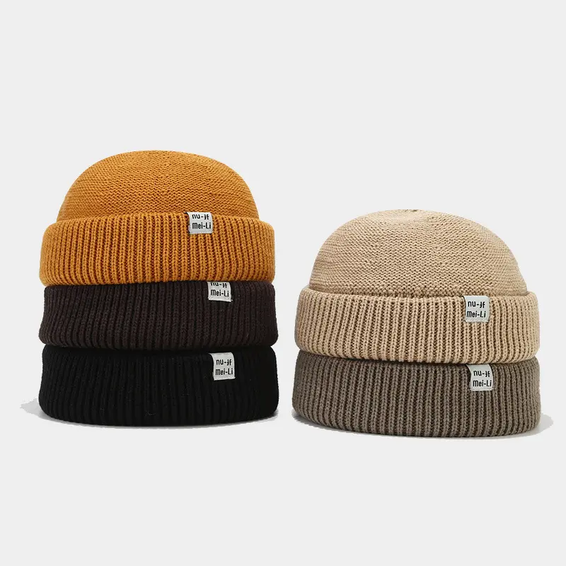 Fashion Beanie Hat - Trawler Roll-Up Edge Skull Cap, Adjustable Length Knitwear Headwear for Men and Women, Winter Autumn Resists Shrinkage Beige, Adjustable Length Hats, Beanies For Women