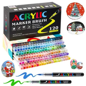 Acrylic Paint Pens Markers Set,Brush Tip Paint Markers For Rock Painting Wood Canvas Stone,Christmas Gift DIY Crafts Customizing my shoes/phone case,Diy Painting Supplies