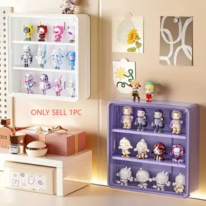 Wall-Mounted Doll Blind Box Storage Display Rack, Adjustable Storage Shelf, Magnetic Large Capacity Figure Exhibition Case, Dustproof Toy Blind Box Organizer, Adjustable Standing Shelf, Multifunctional Storage Rack