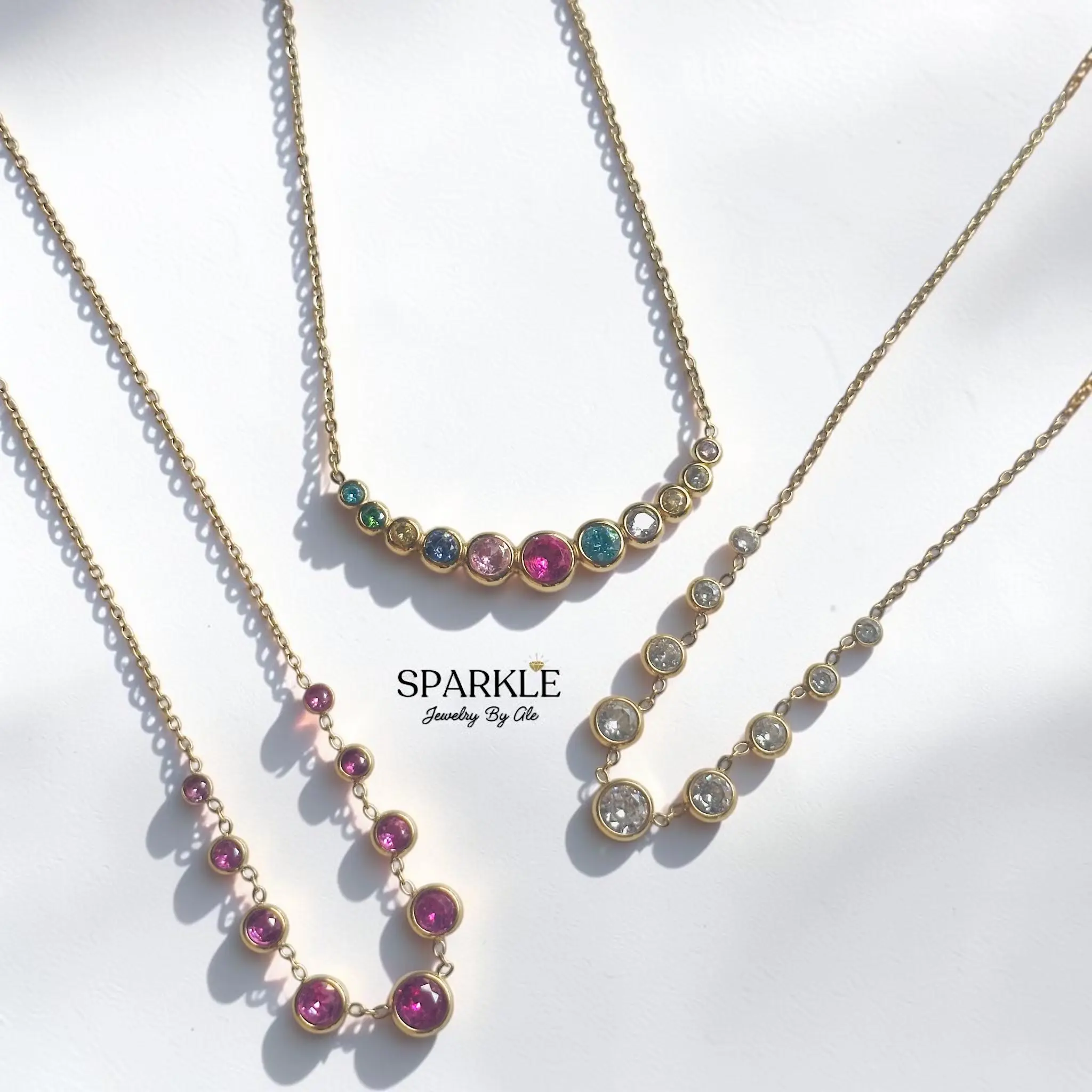 Santorini Bezel Necklaces | Stainless Steel 18k gold plated | 16+2” extension 