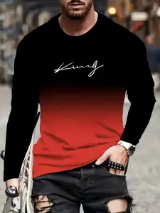 The 2025 new fashion men's gradient crew neck sweatshirt adopts a novel 3D printed letter pattern design, which is suitable for daily wear. Casual Streetwear Sweatshirt