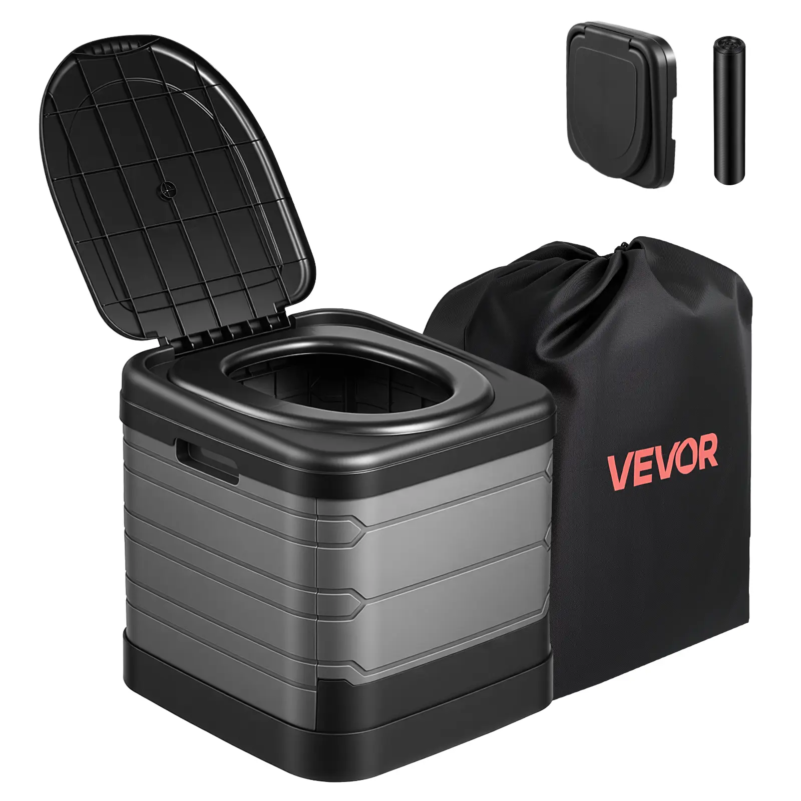 VEVOR Portable Toilet Stool for Adults, Foldable Wear-Resistant PP Plastic, 330 lbs Capacity, Supportive & Comfortable Design, Camping Equipment with Slim Folded Trunk-Saving Profile, Ideal for Camping & Glamping#BacktoSchool