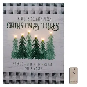 Battery-Operated Lighted Wall Art - Holiday Tree Farm