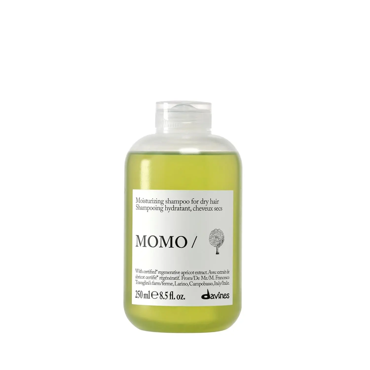 Davines MOMO Hydrating Shampoo for Dry & Dehydrated Hair, Softness, Shine & Easy Detangling, Apricot Extract, 8.5 fl oz / 250 mL