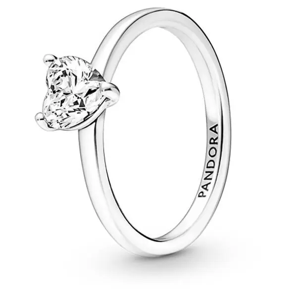 Pandora Sparkling Heart Solitaire Ring 191165C01, Heart Shaped Ring, Ring Stack